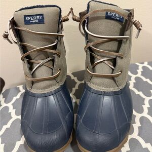 Sperry Navy and Taupe Waterproof Boots